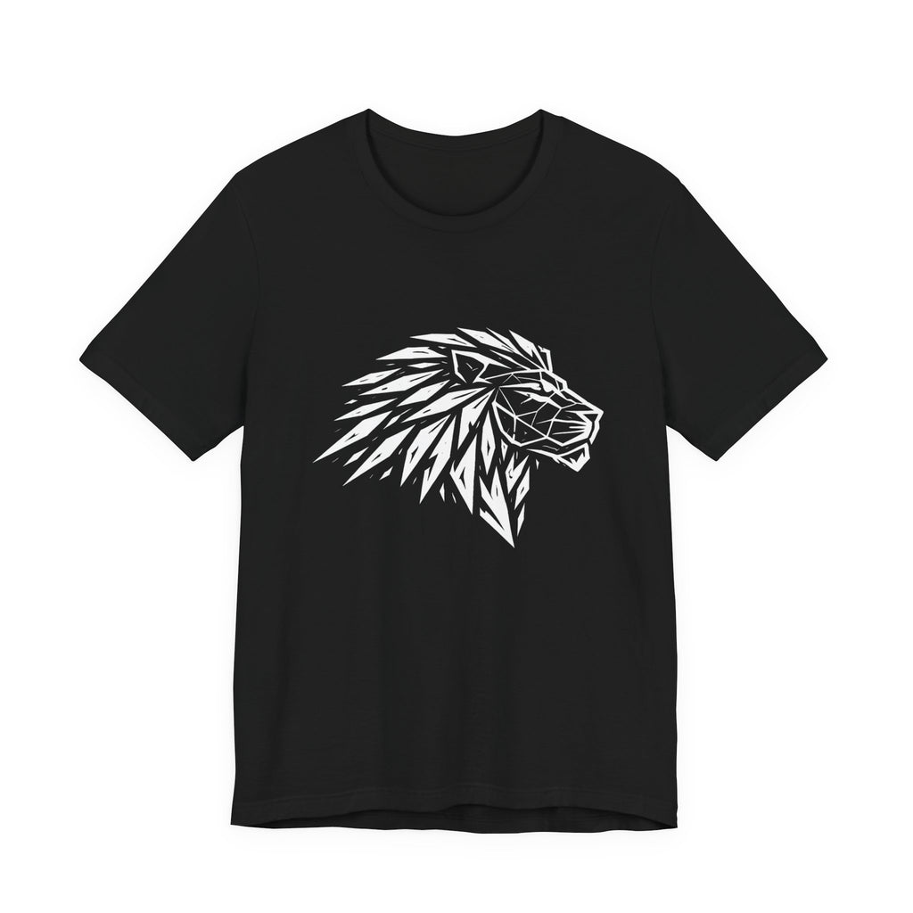 Geometric Lion - Black/White (Front Print) Short Sleeve