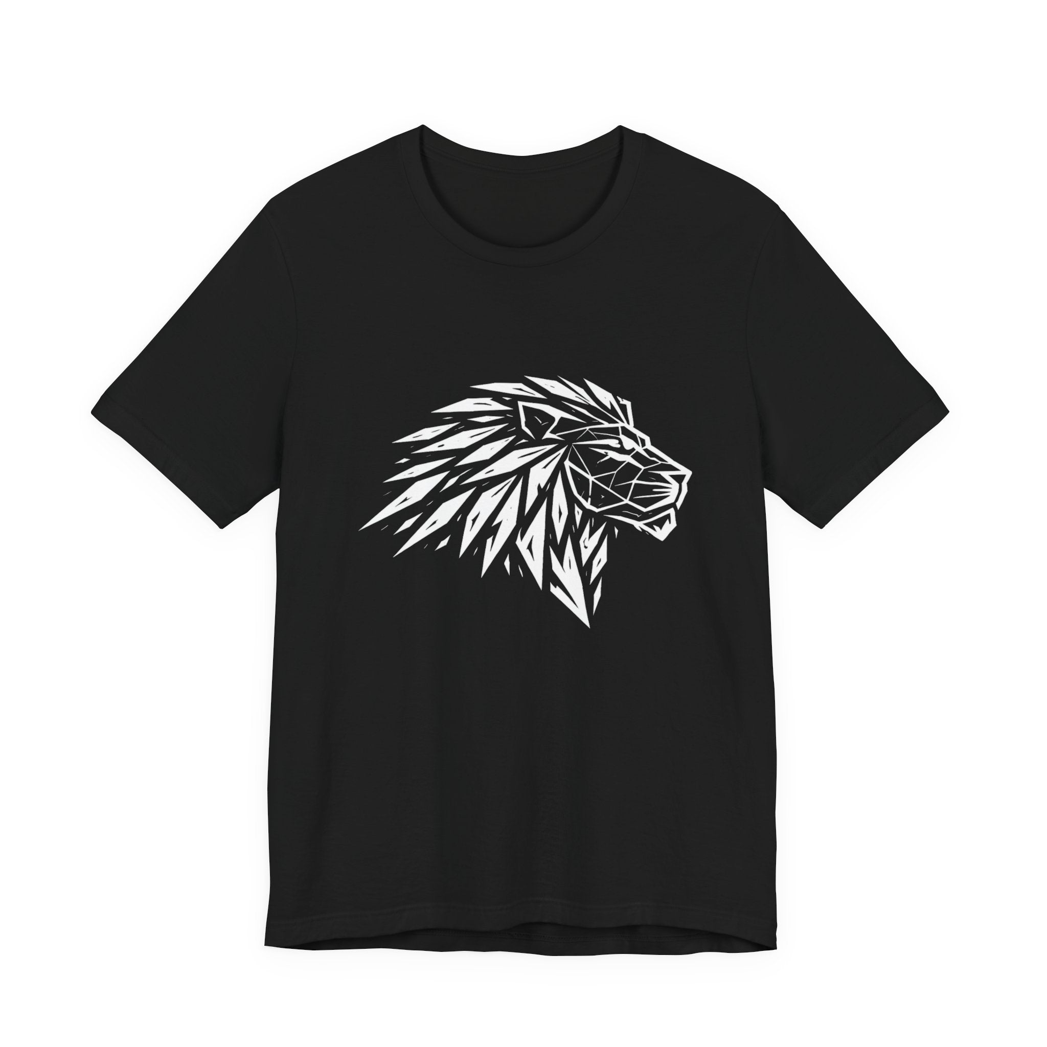 Geometric Lion - Black/White (Front Print) Short Sleeve