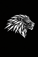 Geometric Lion - Black/White (Front Print) Short Sleeve