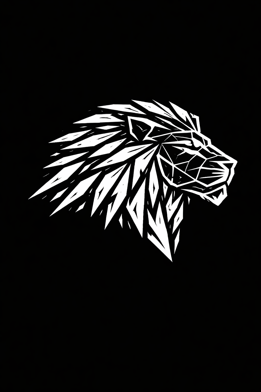 Geometric Lion - Black/White (Front Print) Short Sleeve
