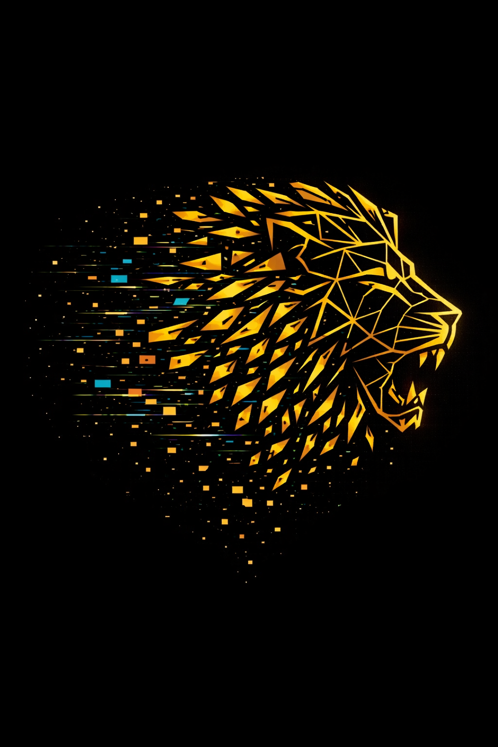 Roaring Geometric Lion - (Front Print) Short Sleeve