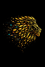 Geometric Lion - Color (Front Print) Short Sleeve